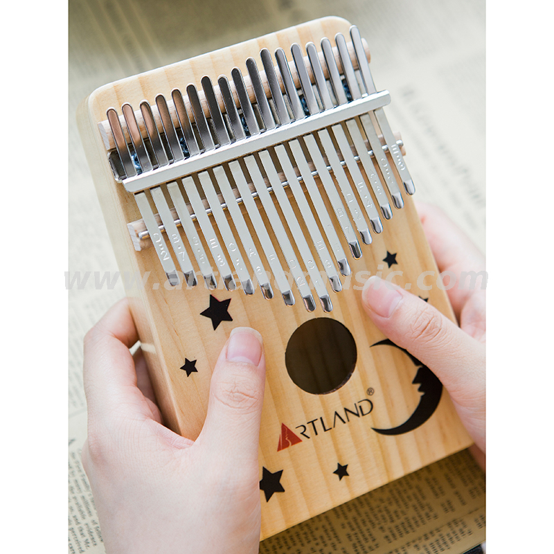 17 Key Natural Drawing Pine Kalimba Thumb Piano (ATKM-1704) Moon