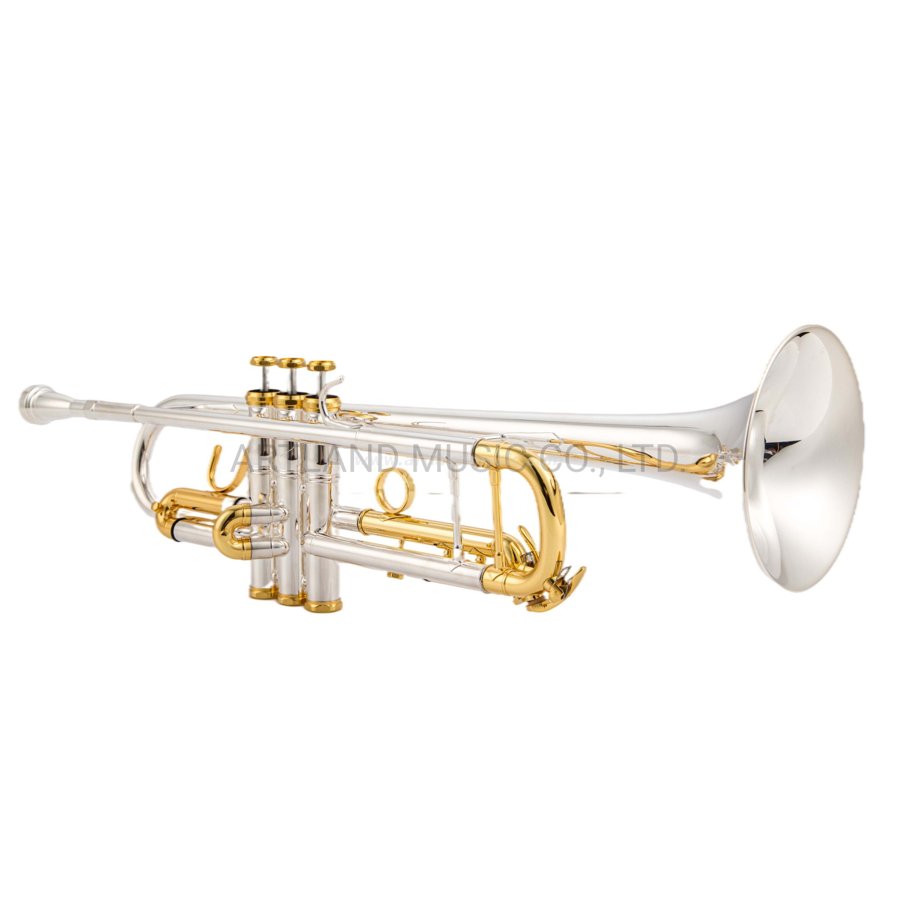 Bach Style Trumpet Silver with Gold plated Cap, One 3c And 5c Mouthpiece (ATR0275S)