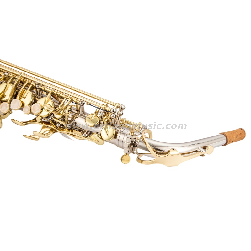 Eb Alto Saxophone Nickel hand engraved body with golden lacquer key