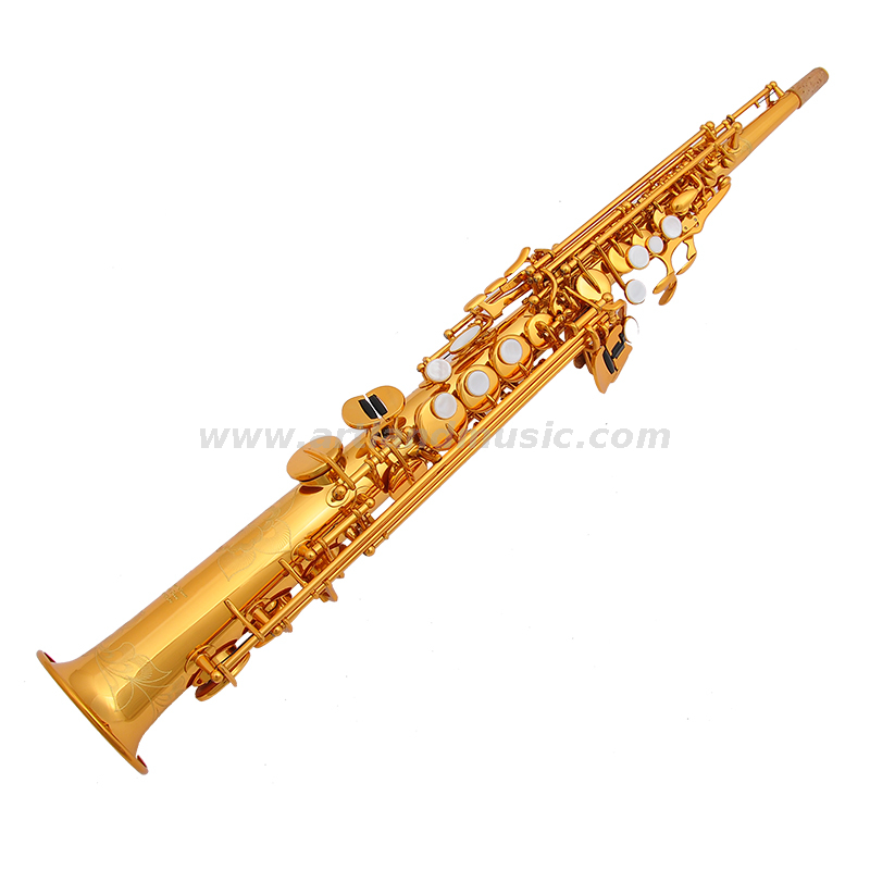 Bb Key Golden Lacquer Finish Professional Soprano Saxophone (ASS8506)