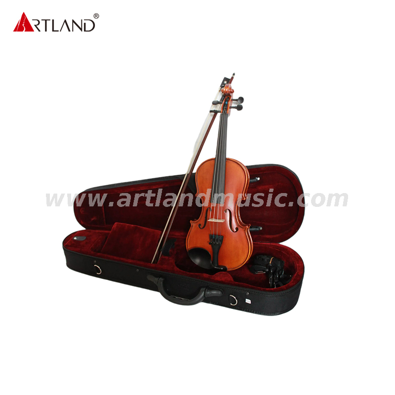 Top Sale Ebony Fitting Solid Wood Student Violin Gloss Red (GV104H)