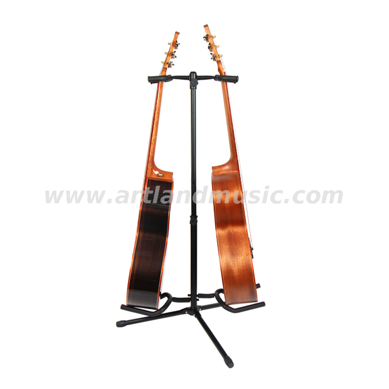 Double head wooden guitar ground frame electric guitar folk instrument double head vertical stand(AGS302-2)