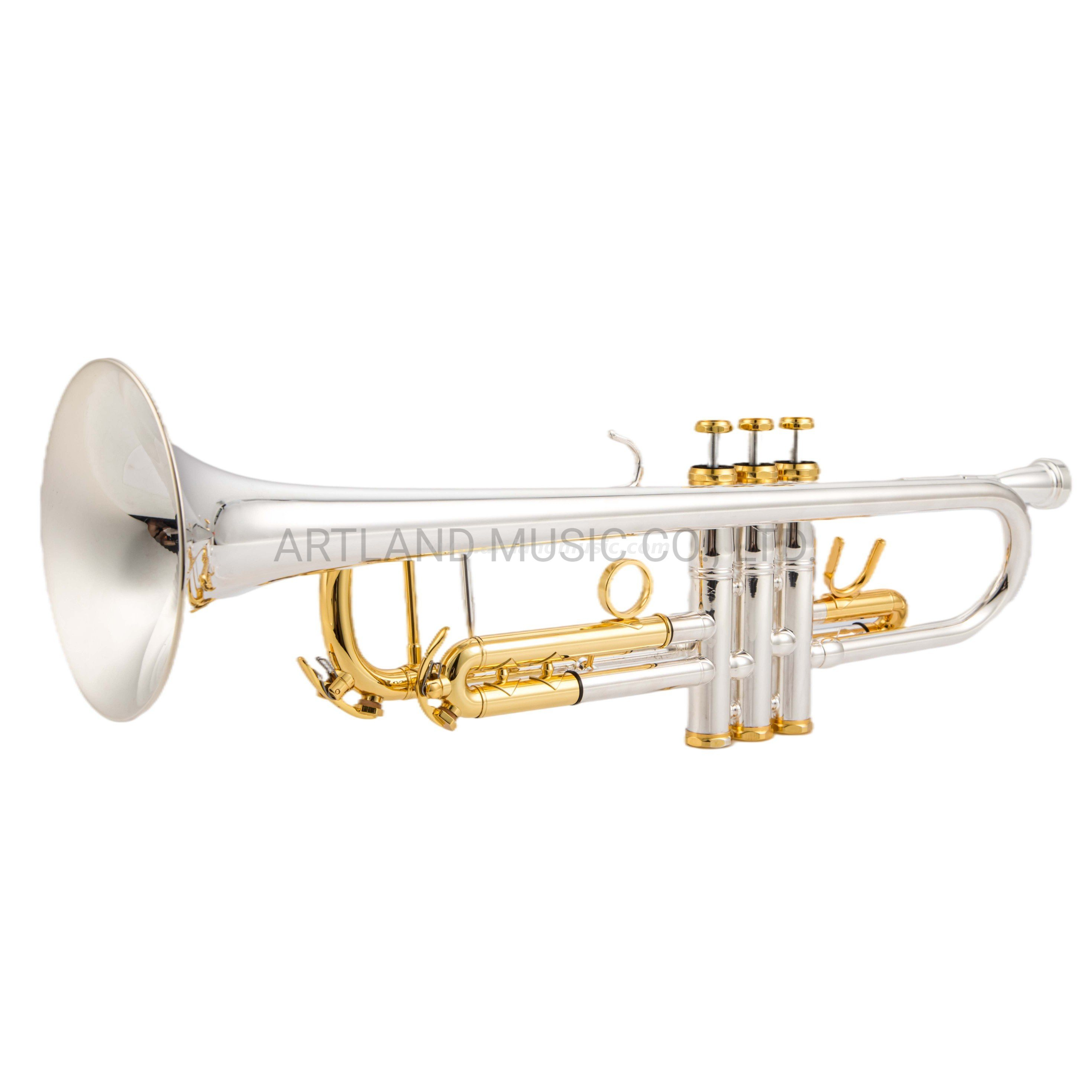 Bach Style Trumpet Silver with Gold Cap, One 3c And 5c Mouthpiece (ATR0275N)