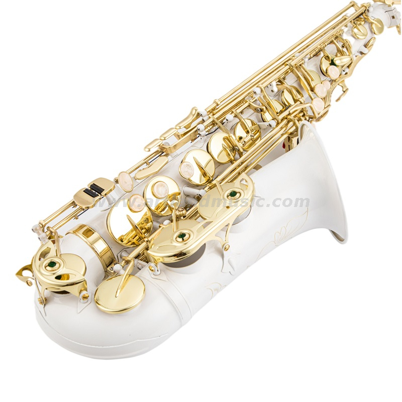 Eb Alto Saxophone Gold Lacquer Key White Body