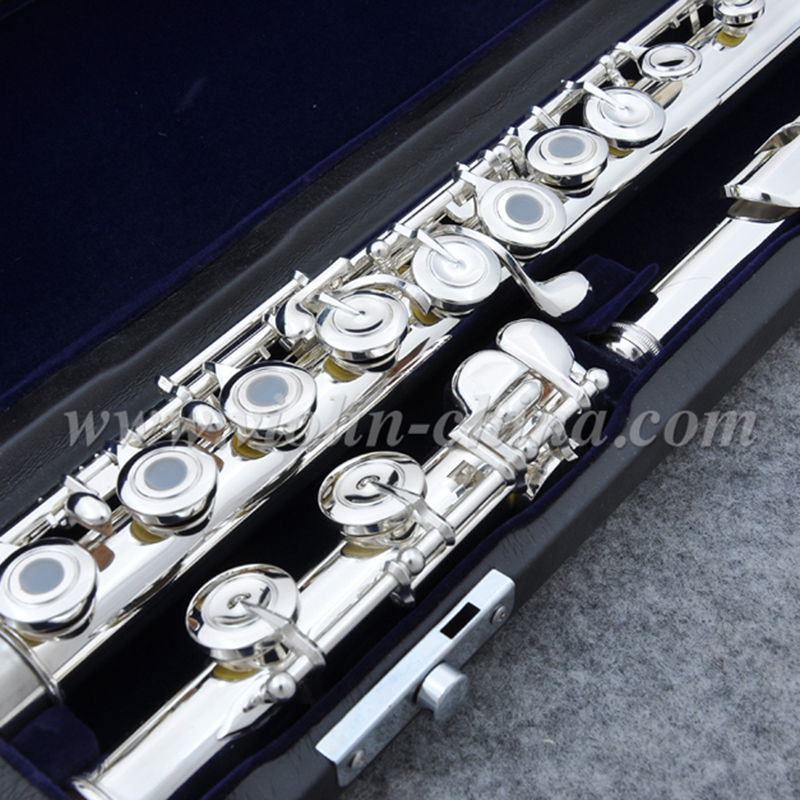 16 Open Holes Silver Plated Imported Cupronickel Professional Flute (AFL6507)